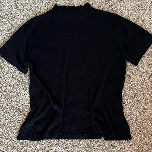 Scallop Mock Neck Short Sleeve Top